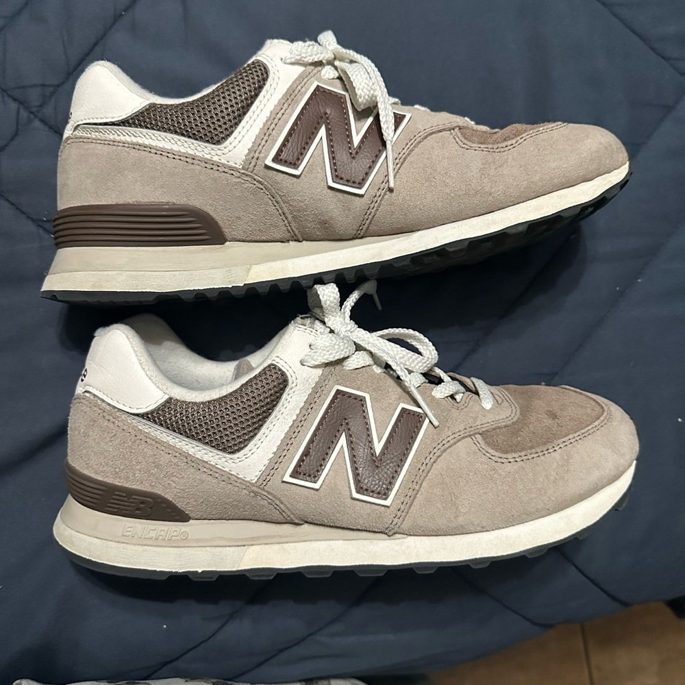 New Balance 574 Men's Taupe and Cream Sneakers